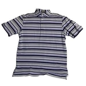 Peter Millar Navy and White Striped Polo Shirt